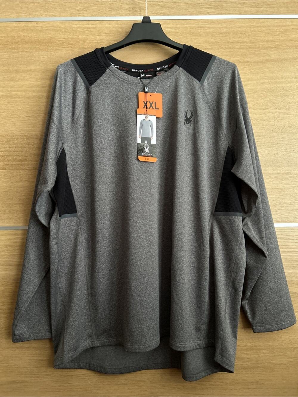 NEW Spyder Active Men's XXL Long Sleeve Microfleece Shirt, Wicking, Gray